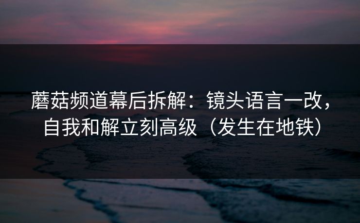 蘑菇频道幕后拆解:镜头语言一改,自我和解立刻高级(发生在地铁) 蘑菇频道幕后拆解:镜头语言一改,自我和解立刻高级(发生在地铁)