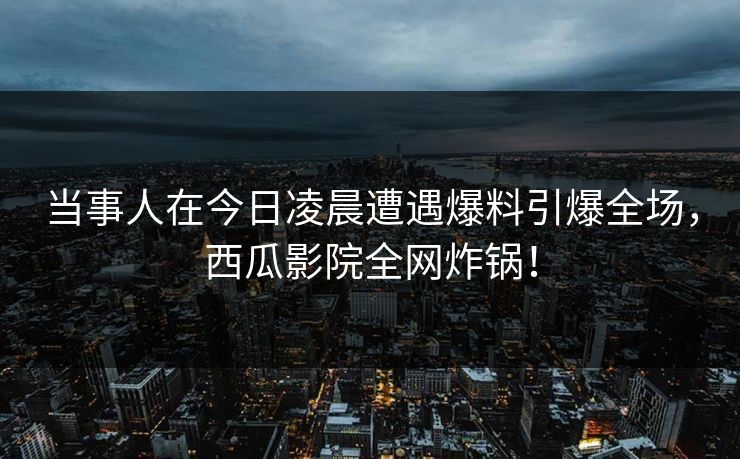当事人在今日凌晨遭遇爆料引爆全场，西瓜影院全网炸锅！