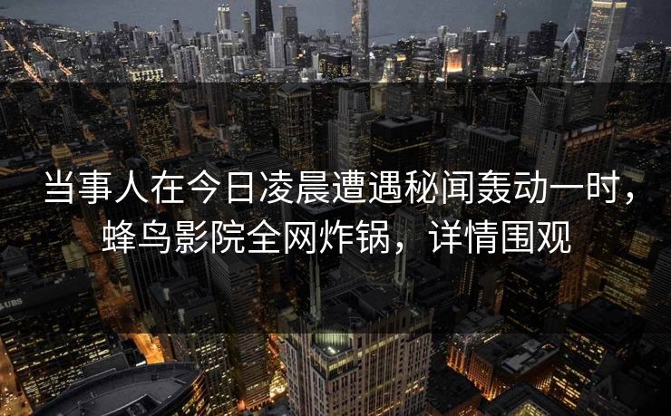 当事人在今日凌晨遭遇秘闻轰动一时，蜂鸟影院全网炸锅，详情围观