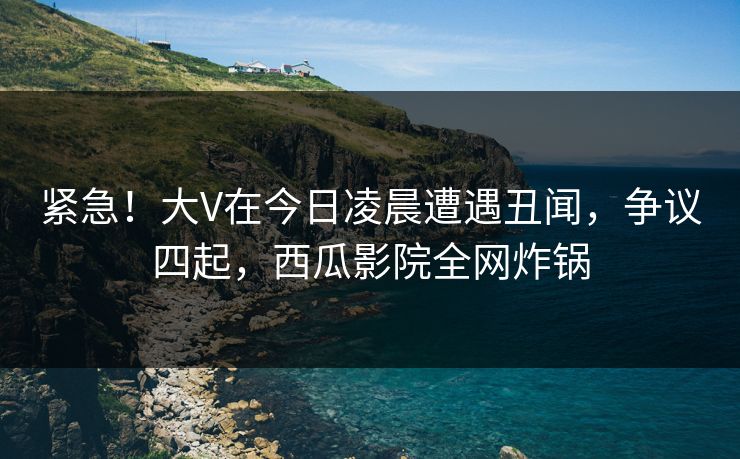 紧急！大V在今日凌晨遭遇丑闻，争议四起，西瓜影院全网炸锅