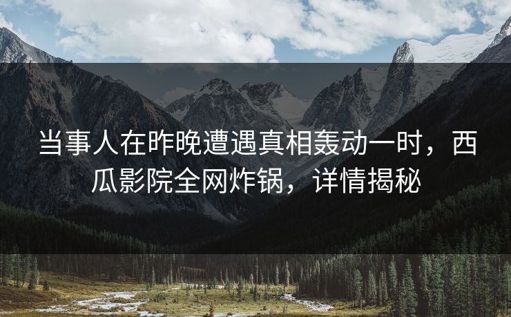 当事人在昨晚遭遇真相轰动一时，西瓜影院全网炸锅，详情揭秘
