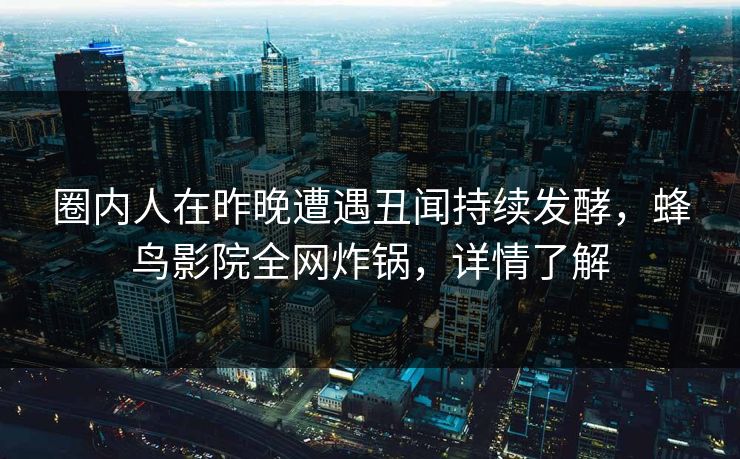 圈内人在昨晚遭遇丑闻持续发酵，蜂鸟影院全网炸锅，详情了解
