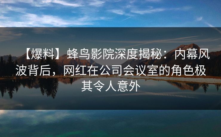 【爆料】蜂鸟影院深度揭秘：内幕风波背后，网红在公司会议室的角色极其令人意外