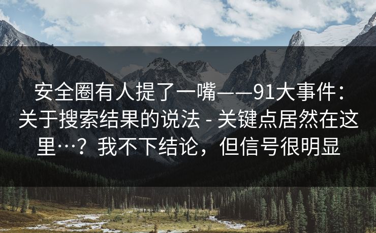 安全圈有人提了一嘴——91大事件：关于搜索结果的说法 - 关键点居然在这里…？我不下结论，但信号很明显